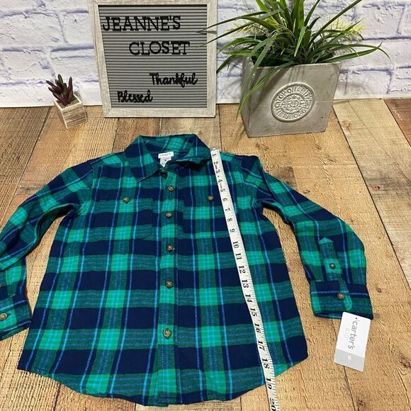 Nwt boys carters long sleeve flannel plaid shirt - Picture 2 of 7
